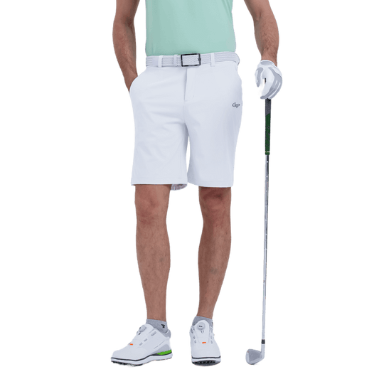 GoPlayer men's punched elastic golf shorts (white)