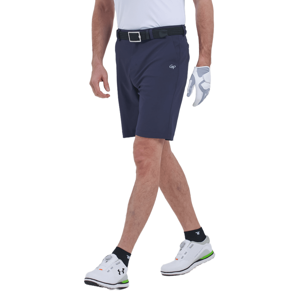 GoPlayer men's punched elastic golf shorts (blue gray)