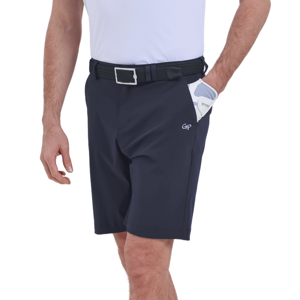 GoPlayer men's punched elastic golf shorts (blue gray)