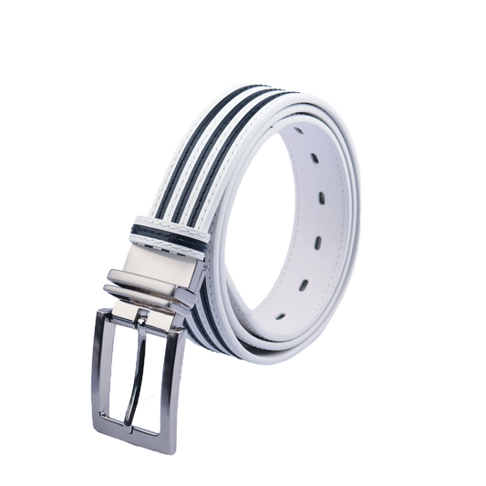 GoPlayer35mm ​​double-sided buckle belt (white/white and black stripes)