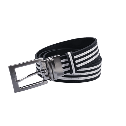 GoPlayer 35mm double-sided buckle belt (black/black and white strips)