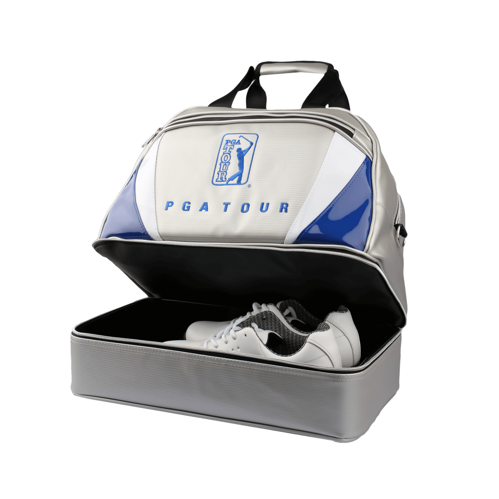 PGA double layer garment bag (silver with white and blue)