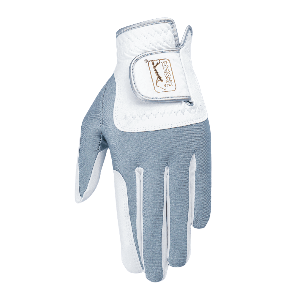 PGA women's golf elastic cloth non-slip gloves (white and green)