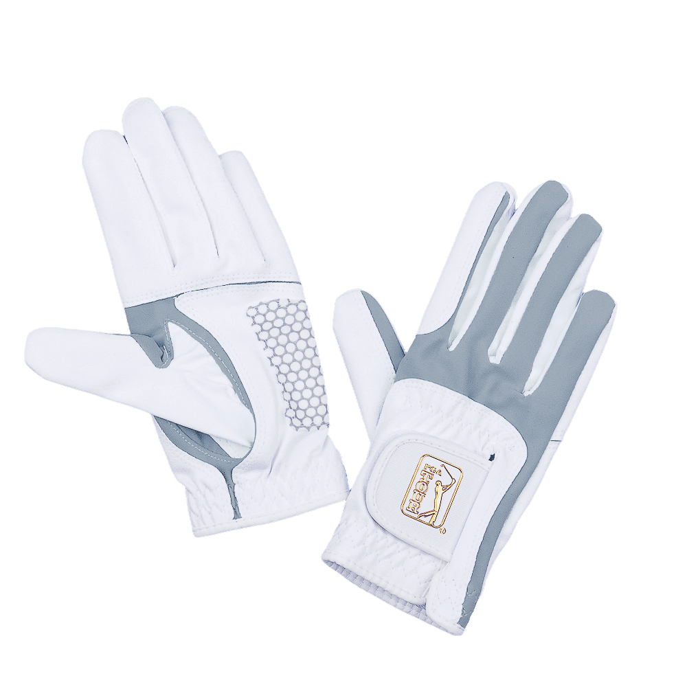 PGA women's golf elastic cloth non-slip gloves (white and green)