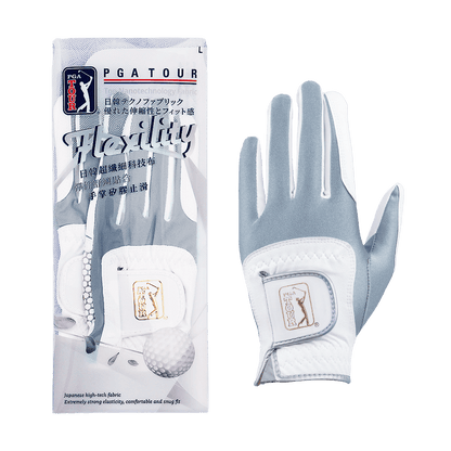 PGA women's golf elastic cloth non-slip gloves (white and green)